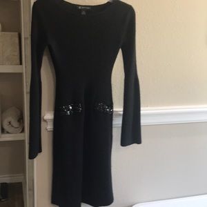 Black sweater dress with light silver .